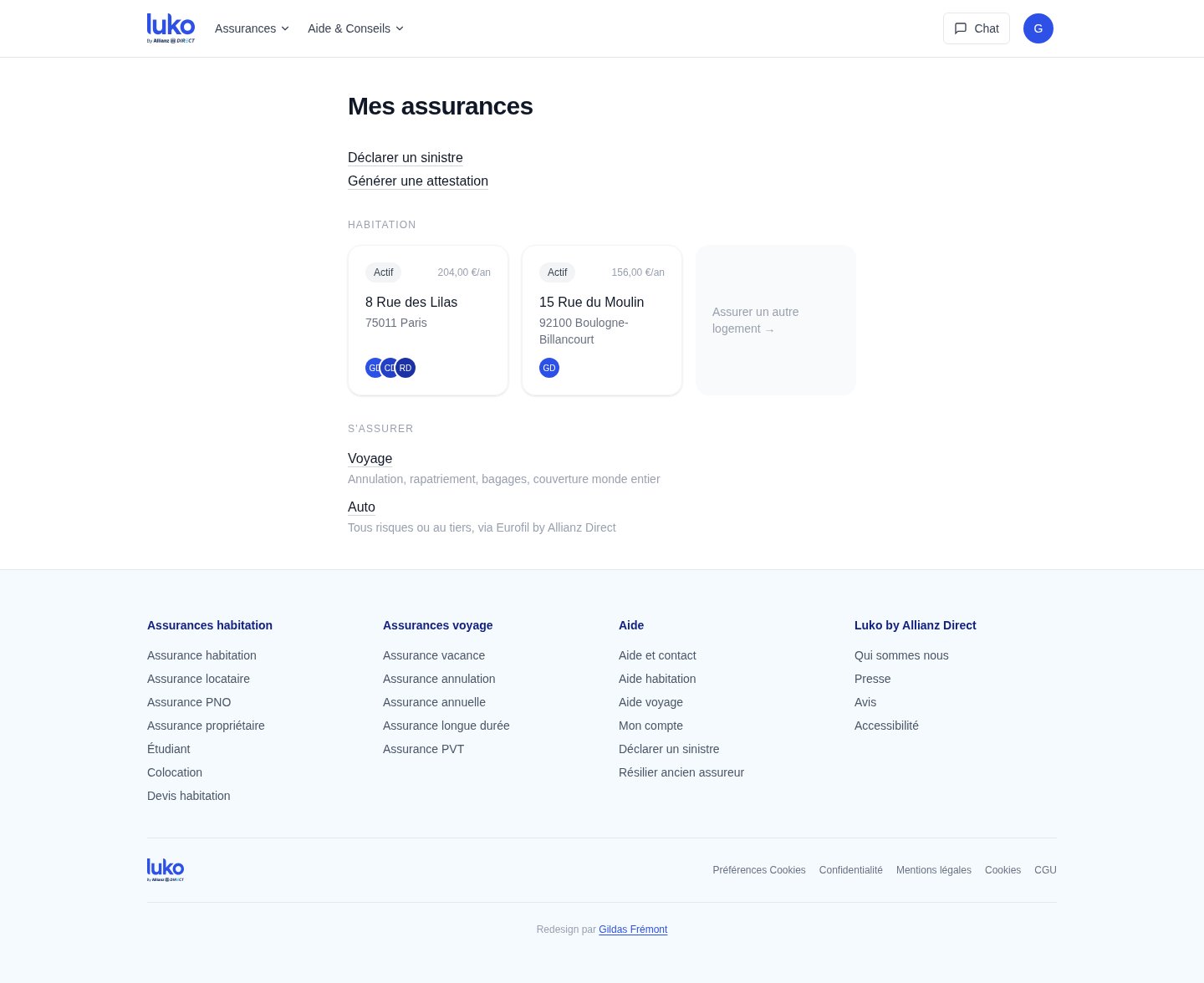 Prototype du redesign Luko